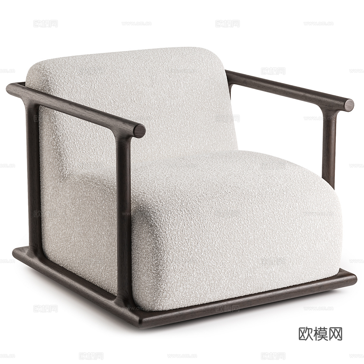 新中式木质布艺扶手椅3d模型