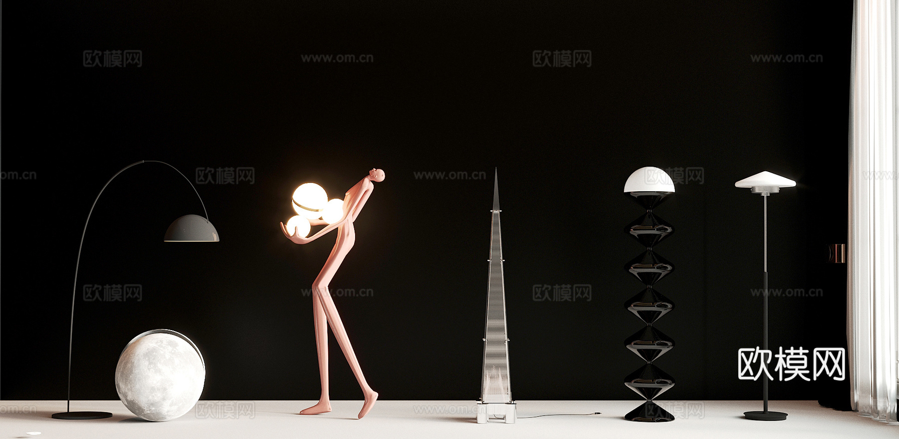 落地灯 钓鱼灯 异形落地灯 金属落地灯3d模型