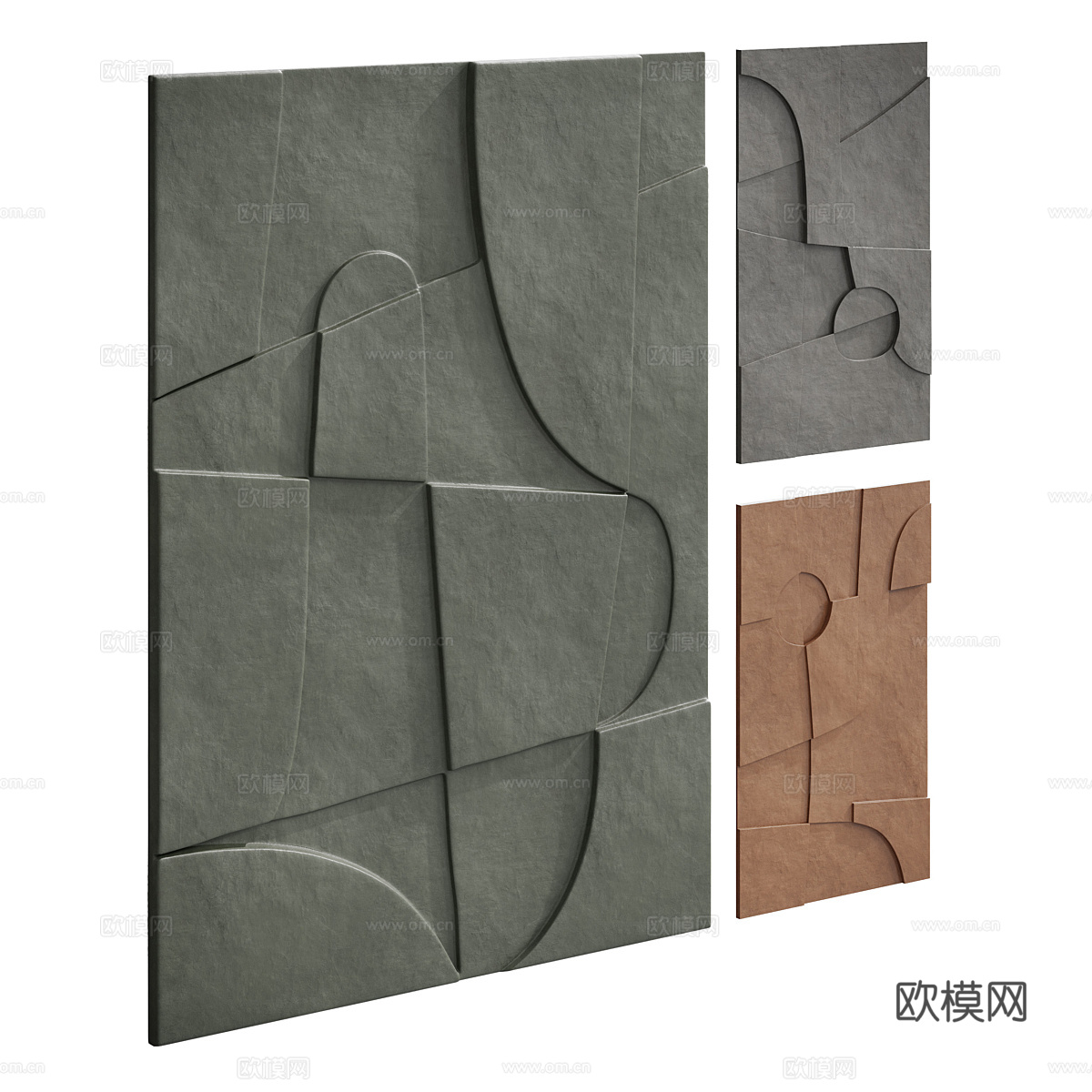 现代侘寂艺术浮雕装饰画框3d模型