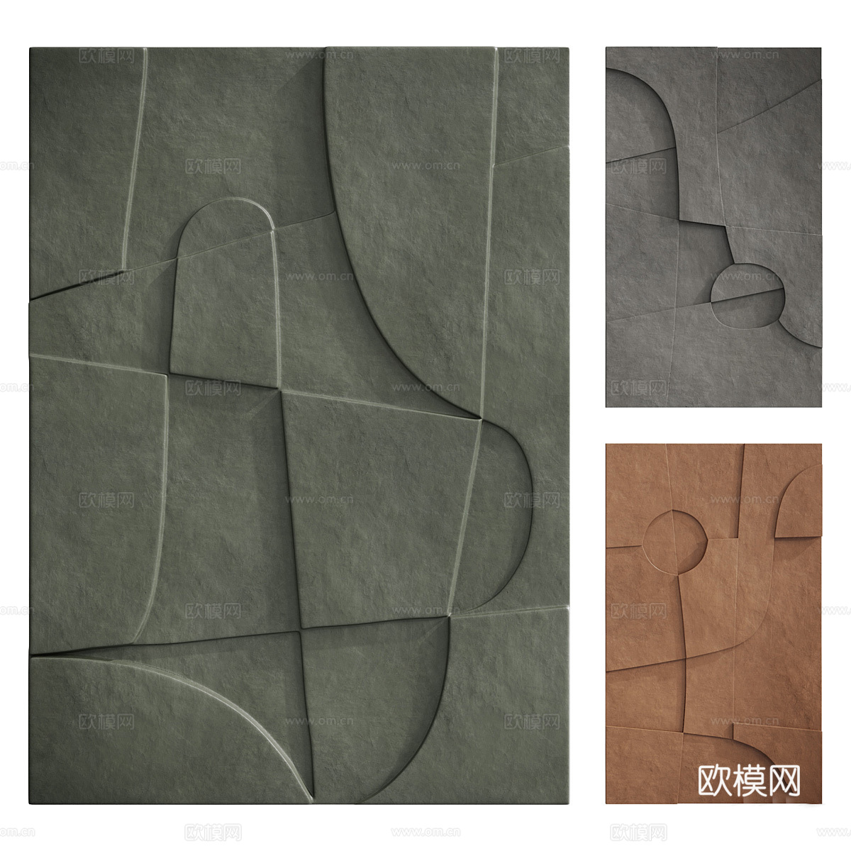 现代侘寂艺术浮雕装饰画框3d模型