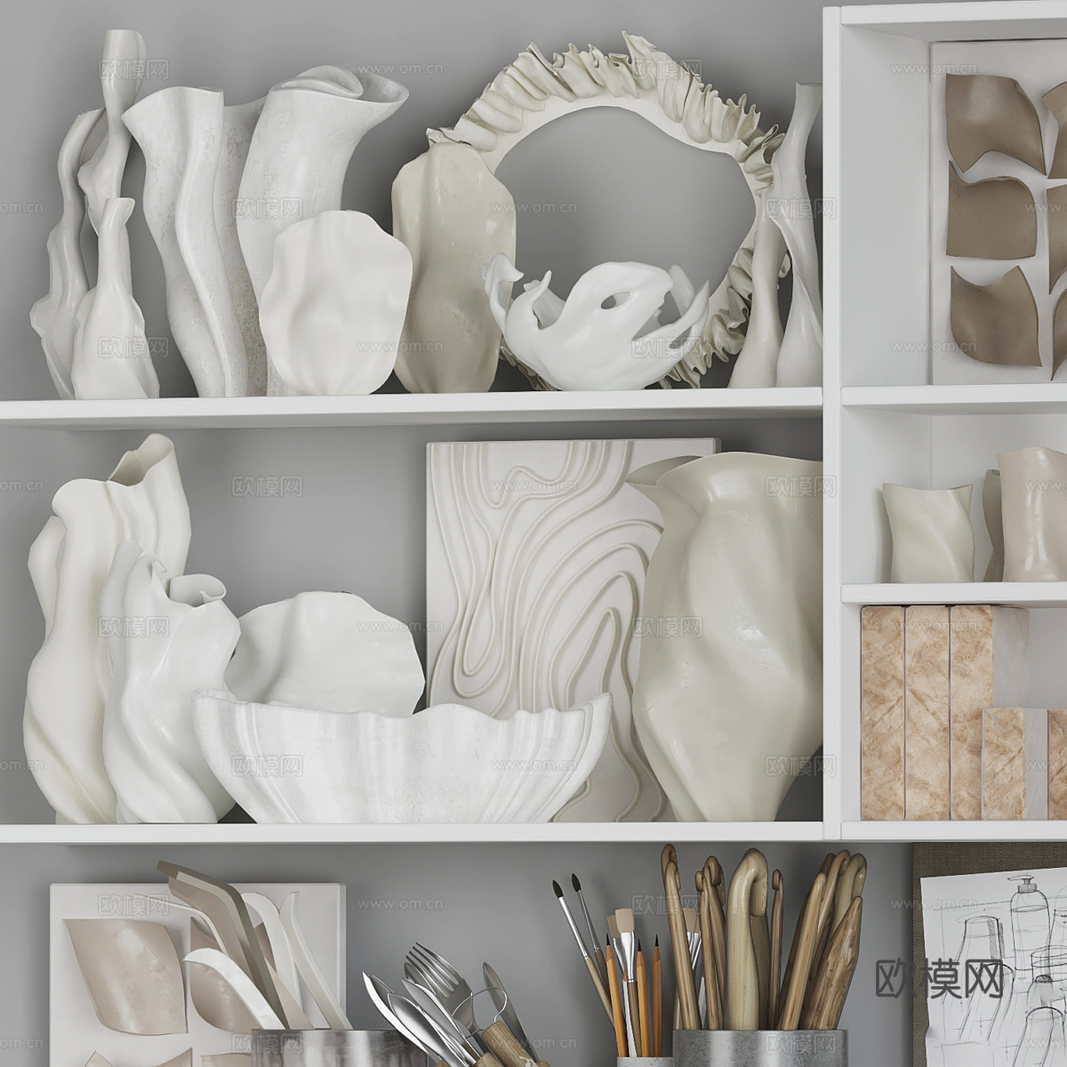 现代美术画具3d模型