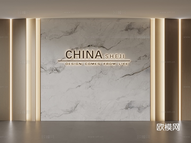 形象墙 现代形象墙 前台背景墙3d模型下载