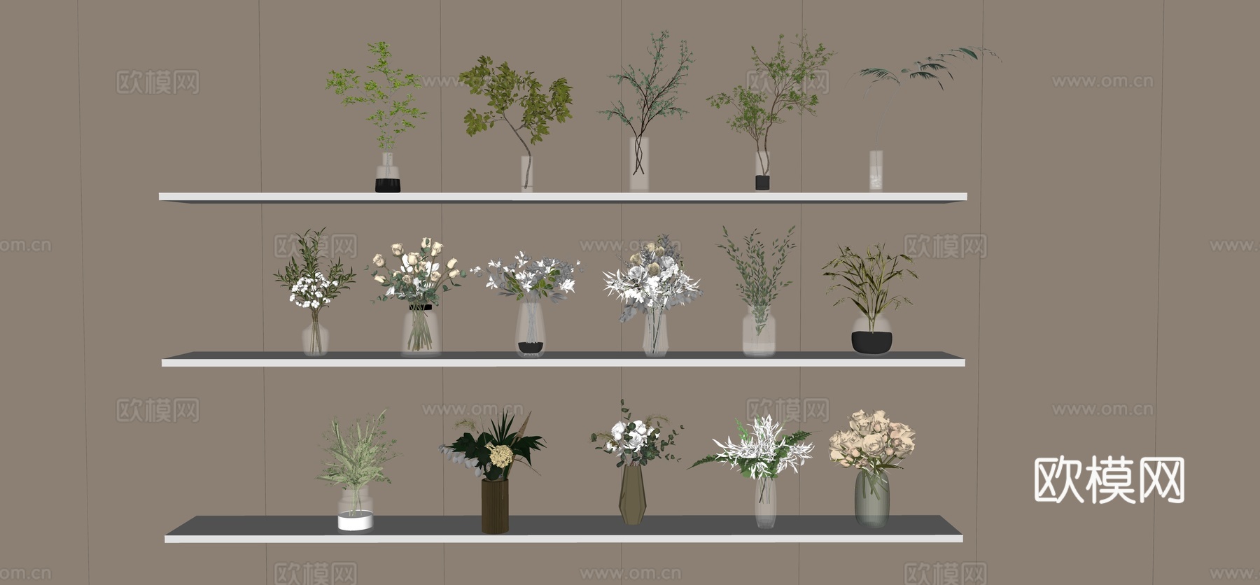 现代花瓶花艺su模型