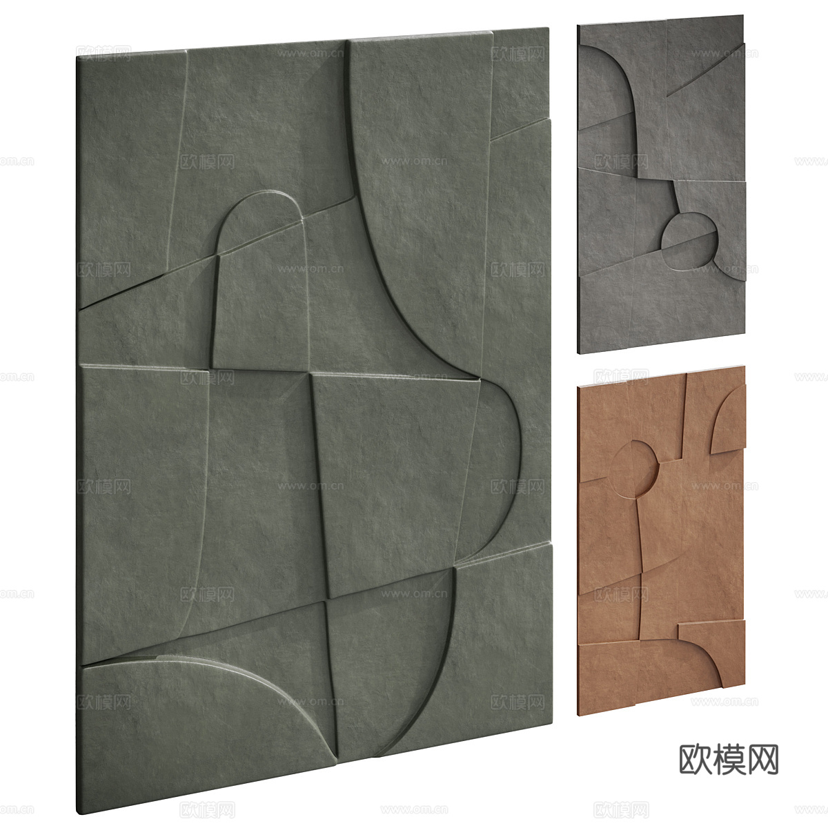 现代侘寂艺术浮雕装饰画框3d模型