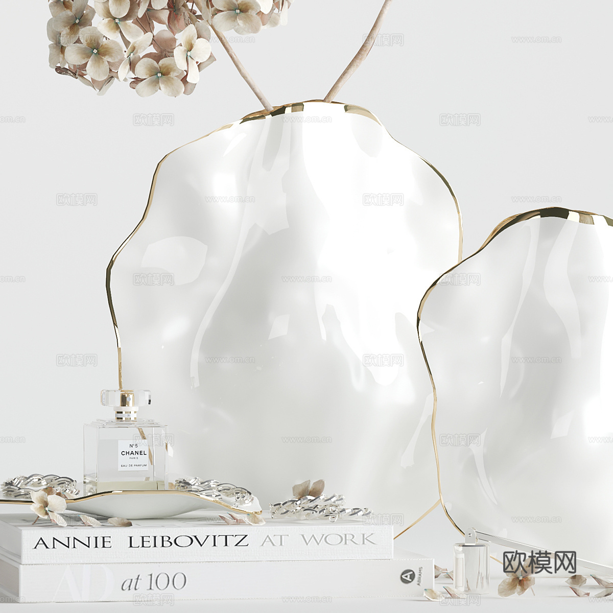 新中式轻奢花瓶花艺3d模型
