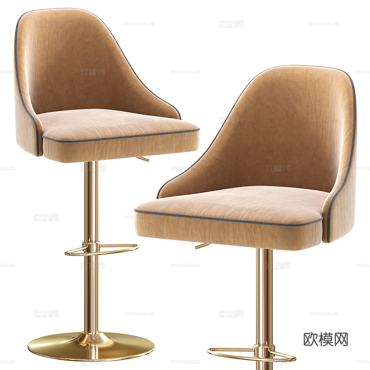 现代意式轻奢吧台椅3d模型