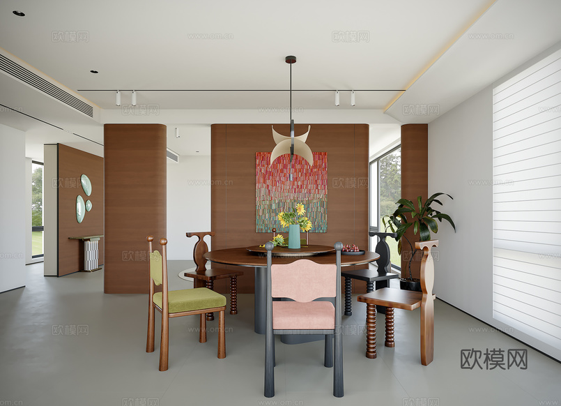現(xiàn)代中古風(fēng)餐廳3d模型下載