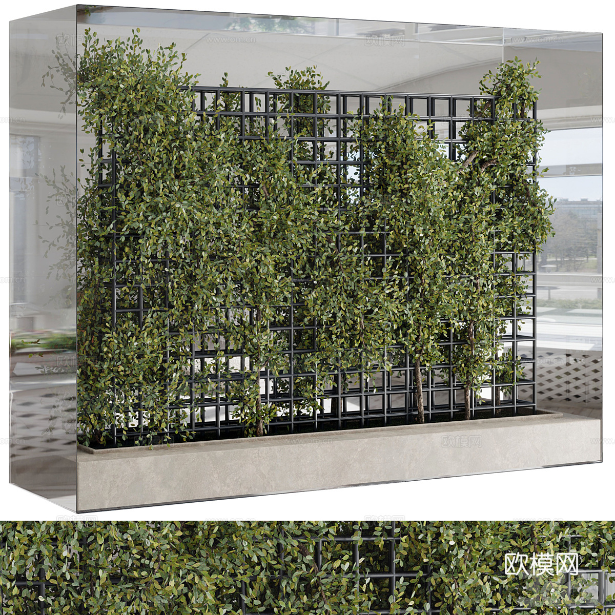 现代意式藤蔓绿植墙3d模型