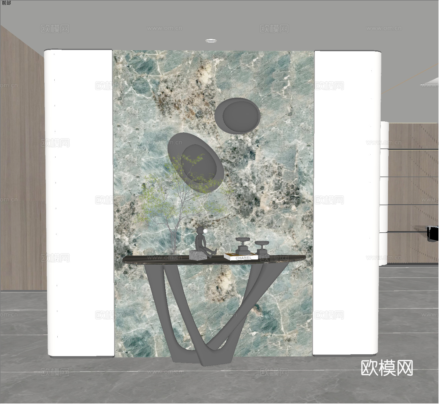 意式玄关门厅端景摆件饰品 轻奢入户端景su模型