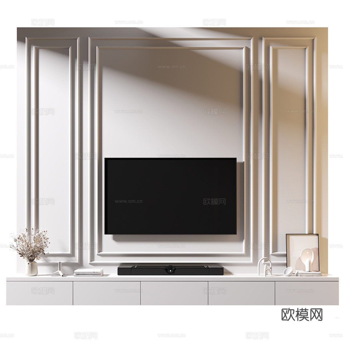现代意式极简电视背景墙3d模型