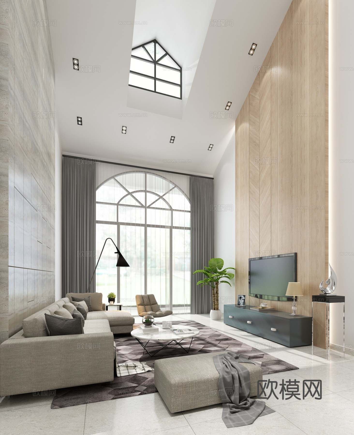 现代客厅现代餐厅 餐桌椅 吊灯 挂画3d模型