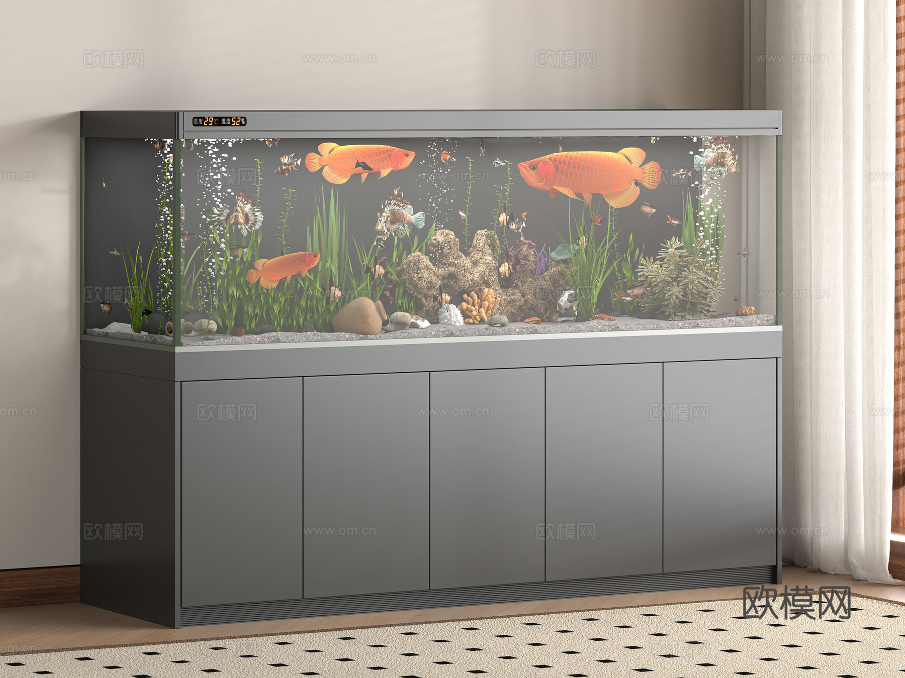 现代鱼缸3d模型