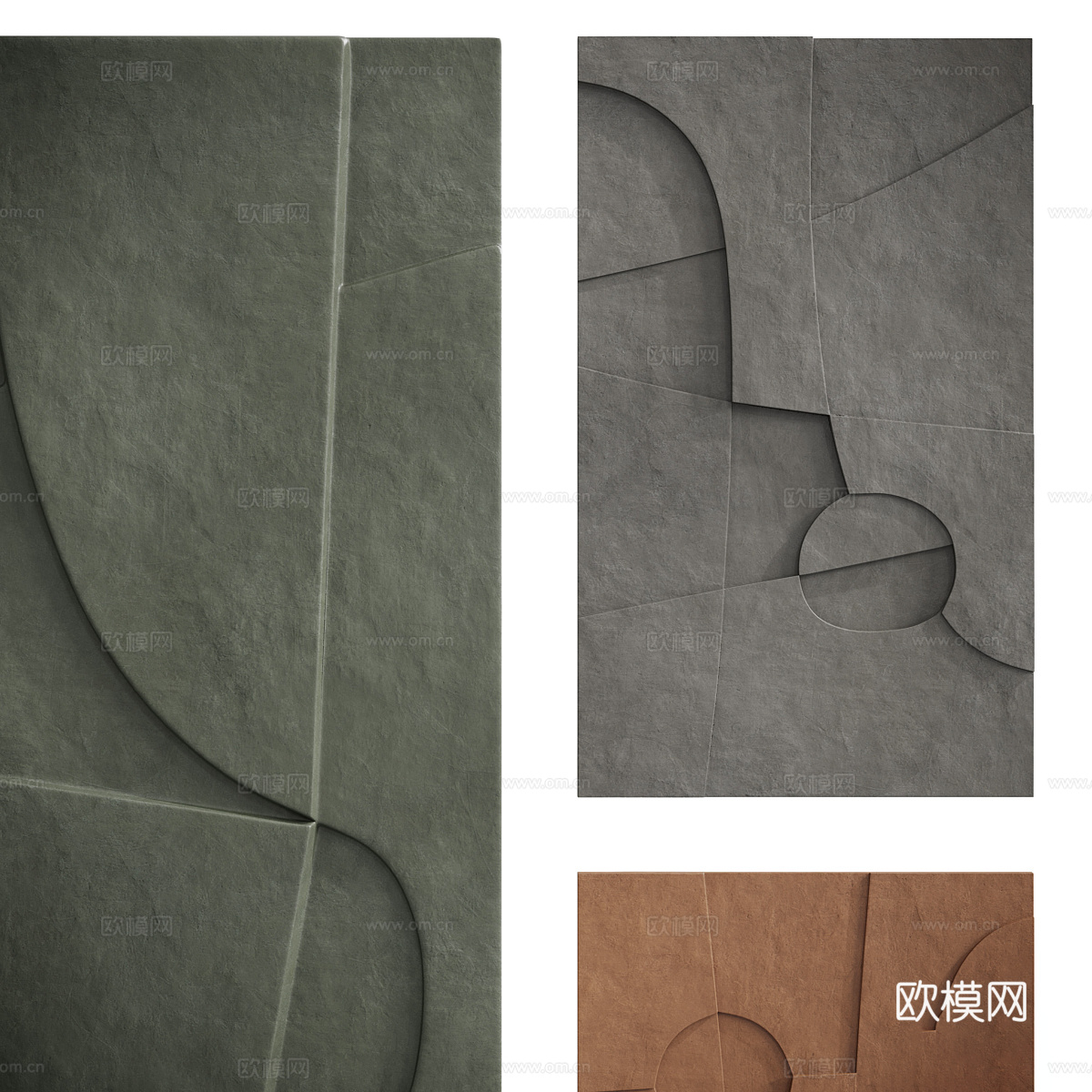 现代侘寂艺术浮雕装饰画框3d模型