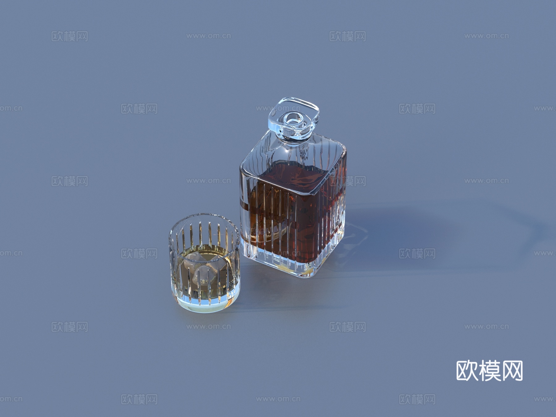 酒杯 冰块 洋酒 玻璃杯3d模型