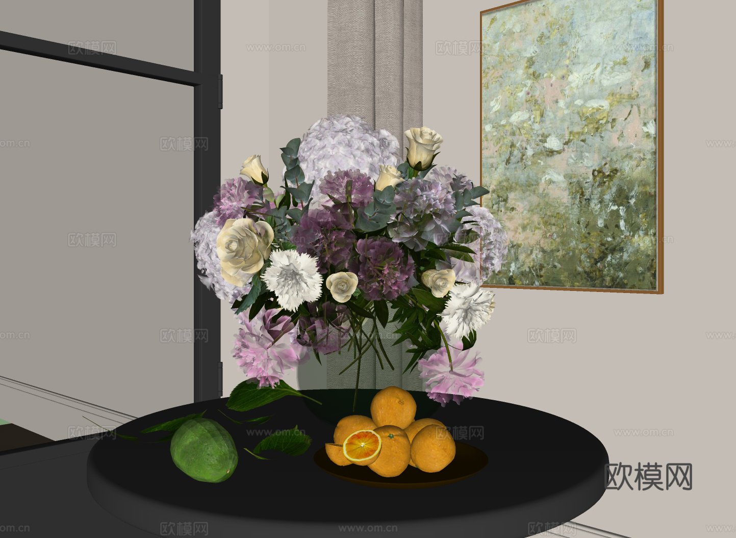 现代花艺摆件 花艺花卉 花艺绿植 插花花艺 康乃馨花艺su模型