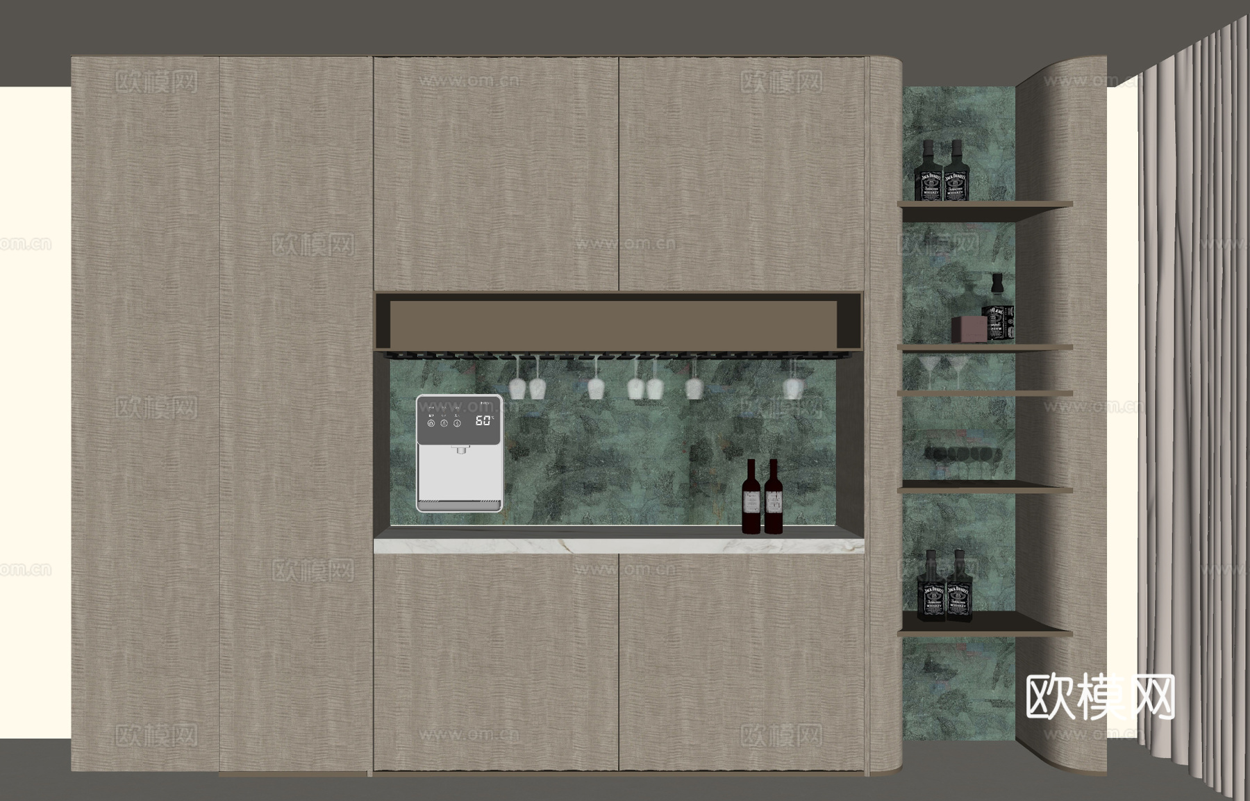 先打餐边柜 成品餐边柜 酒柜su模型