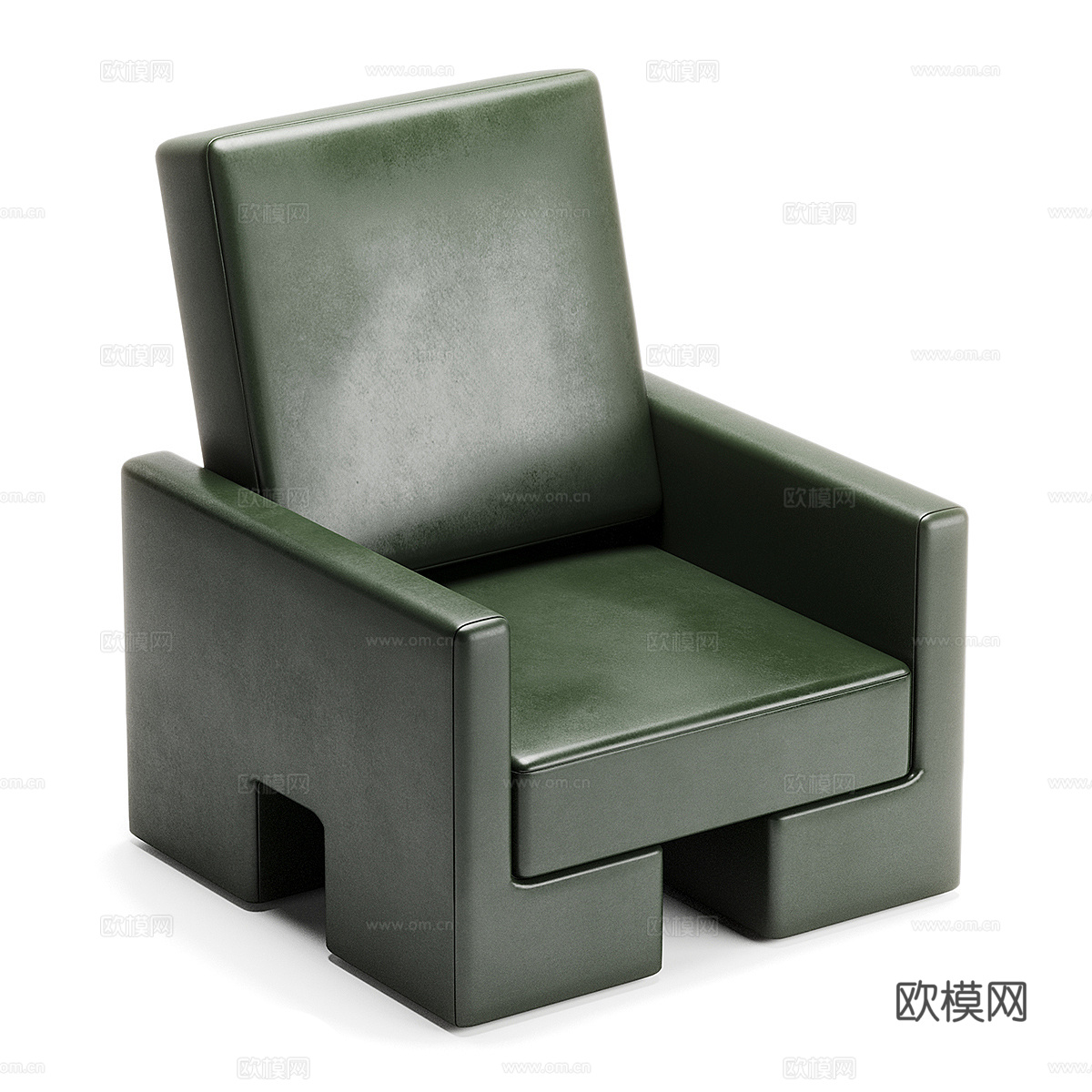 现代意式皮革沙发椅3d模型