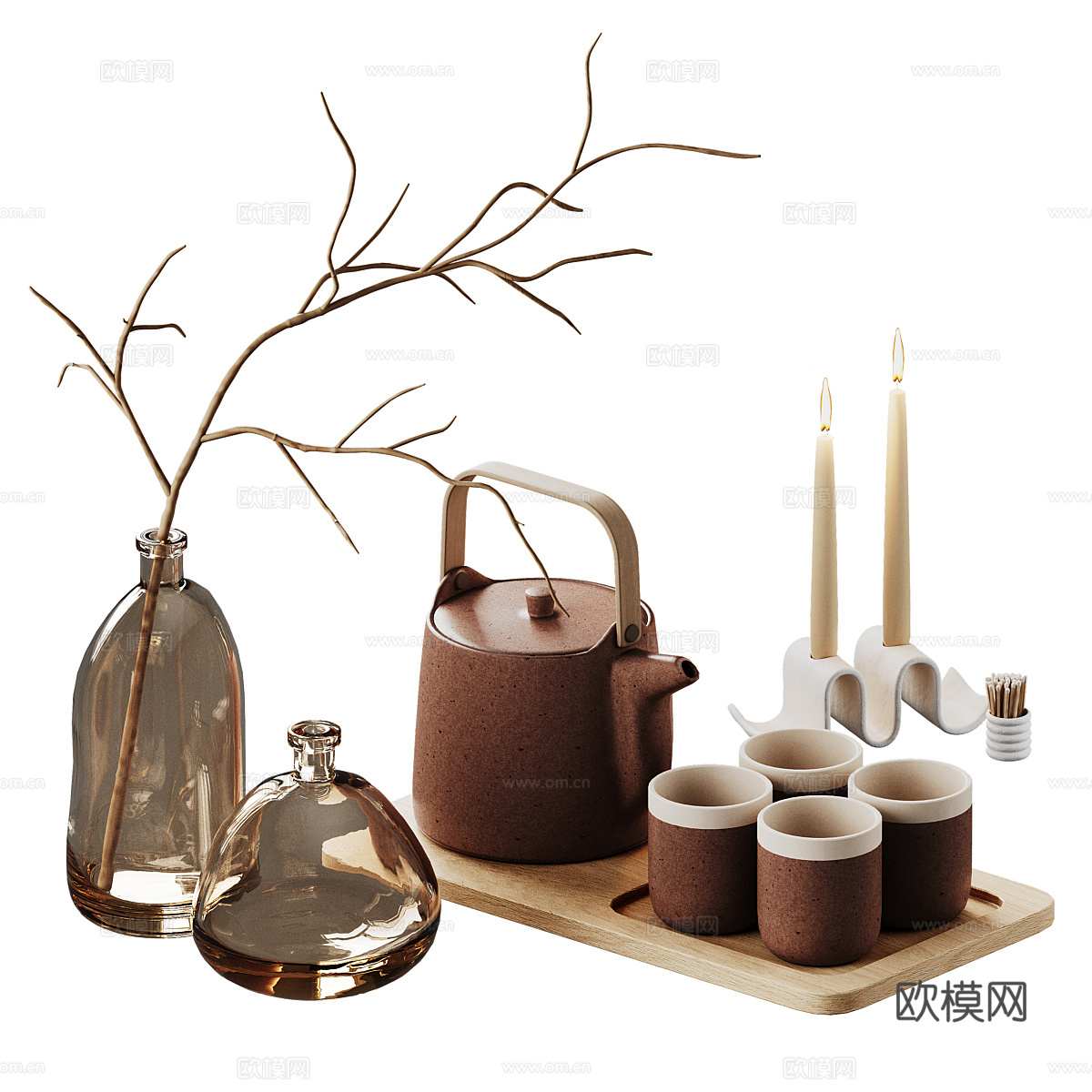 新中式茶具组合3d模型