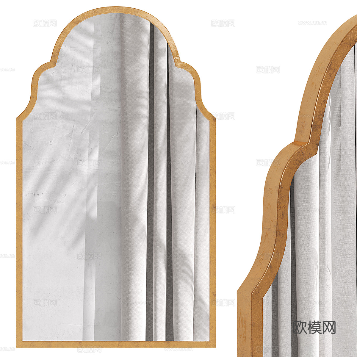 美式简约木框装饰镜子3d模型