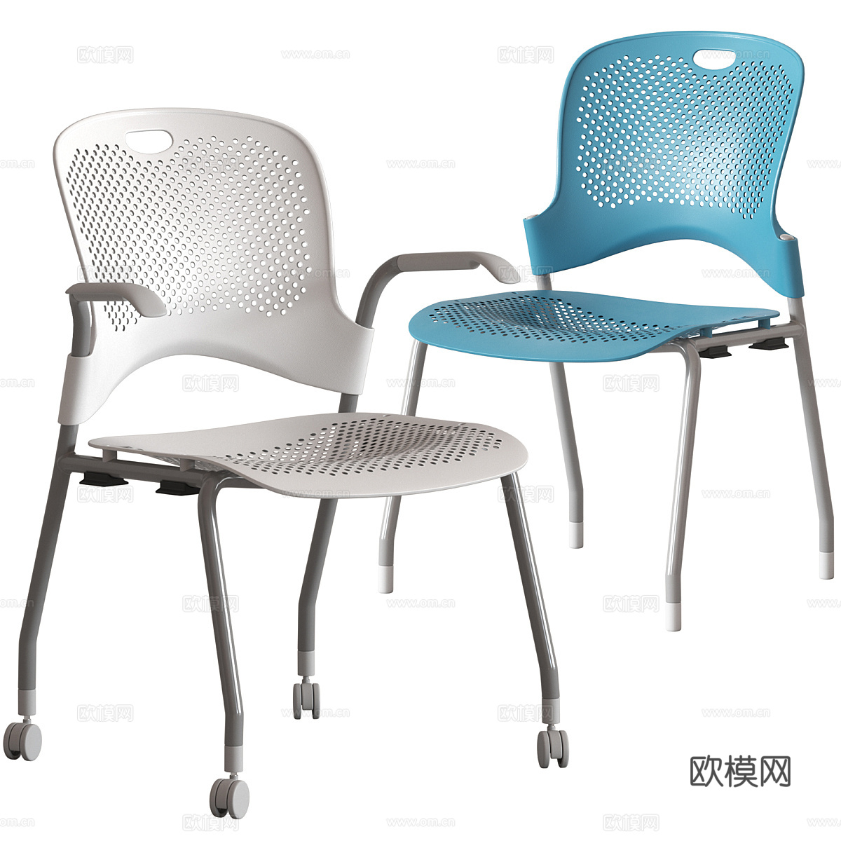 带轮办公椅培训椅3d模型