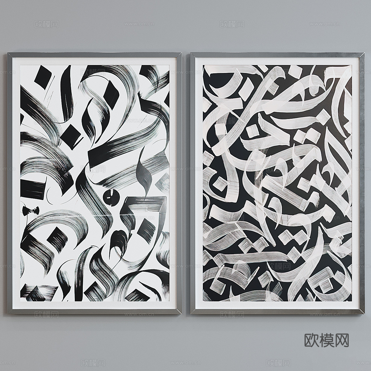 新中式装饰挂画3d模型
