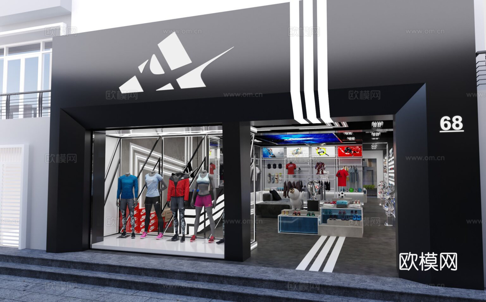 现代简约运动鞋店 服装店3d模型