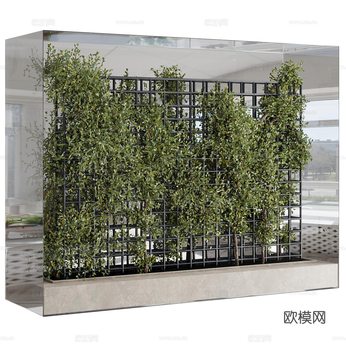 现代意式藤蔓绿植墙3d模型