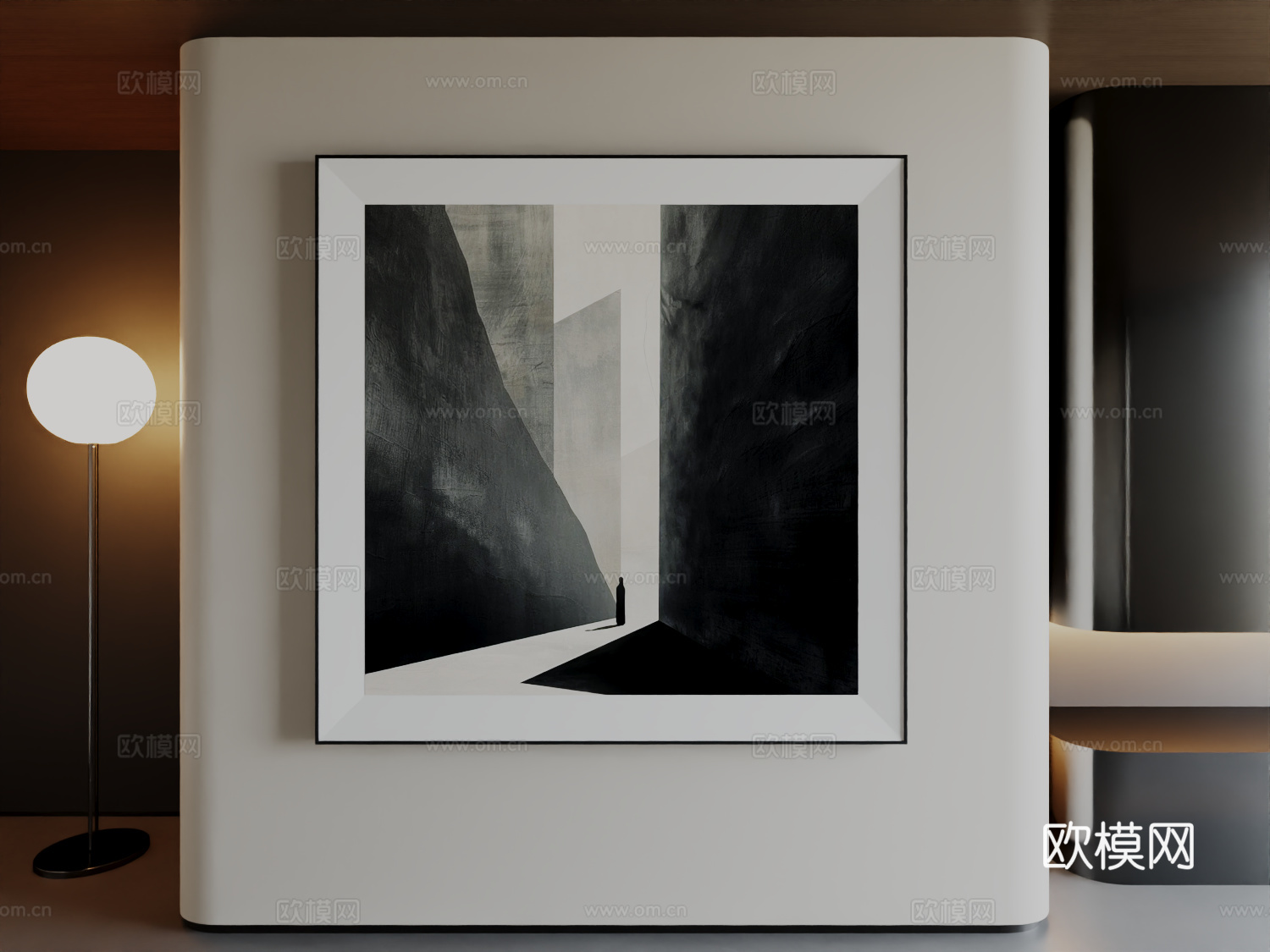 现代极简高级挂画意式简约艺术抽象挂画3d模型