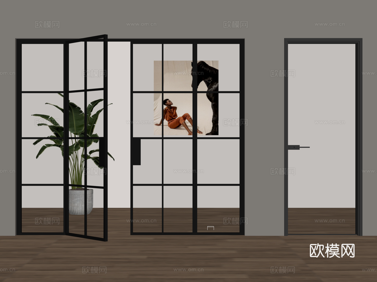 折叠门 现代折叠门 玻璃门su模型