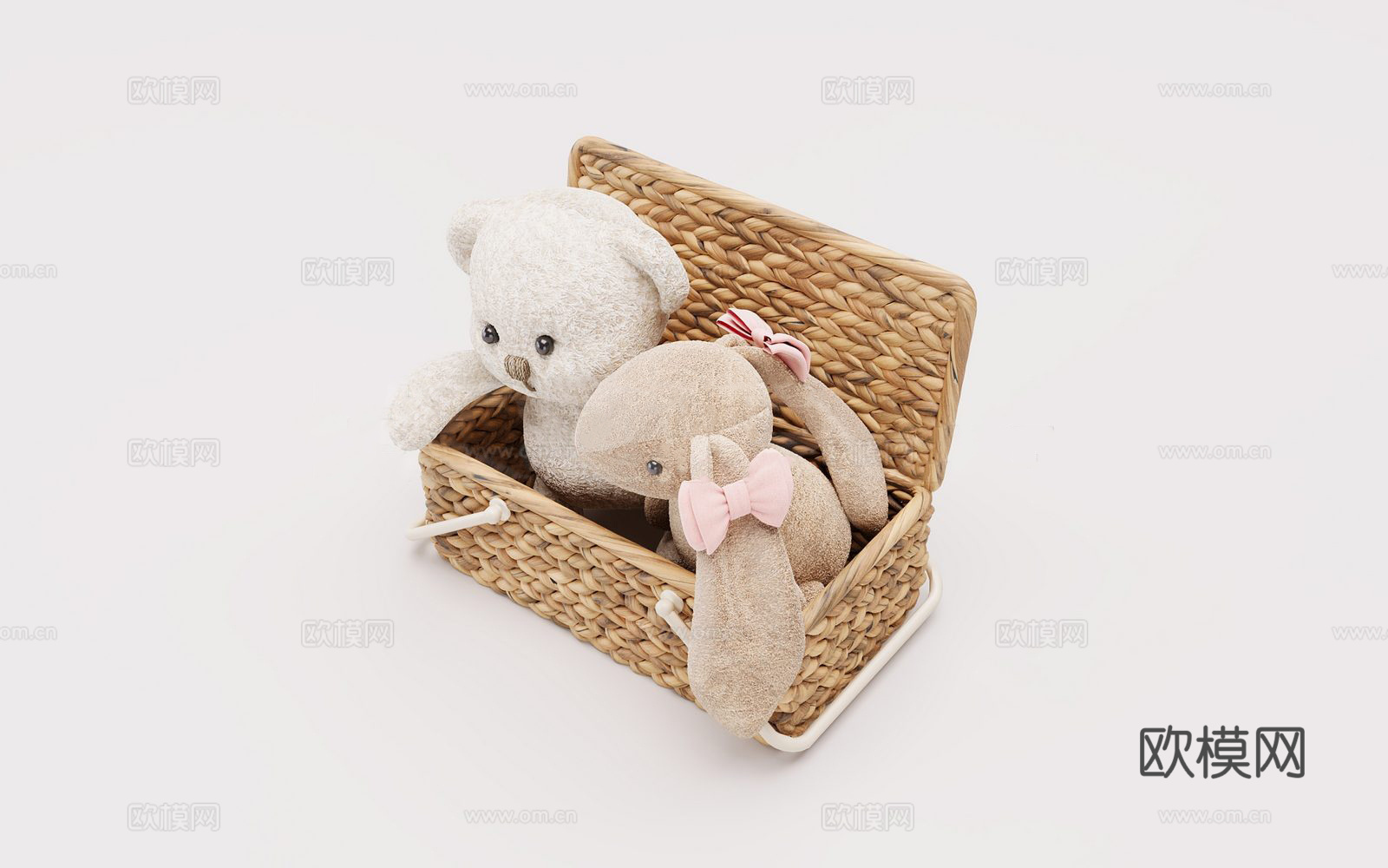 现代简约儿童房摆件 玩偶 兔子 小熊 布娃娃 毛绒玩具3d模型