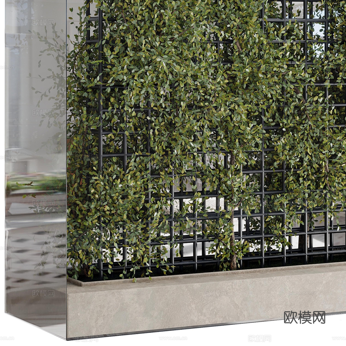 现代意式藤蔓绿植墙3d模型