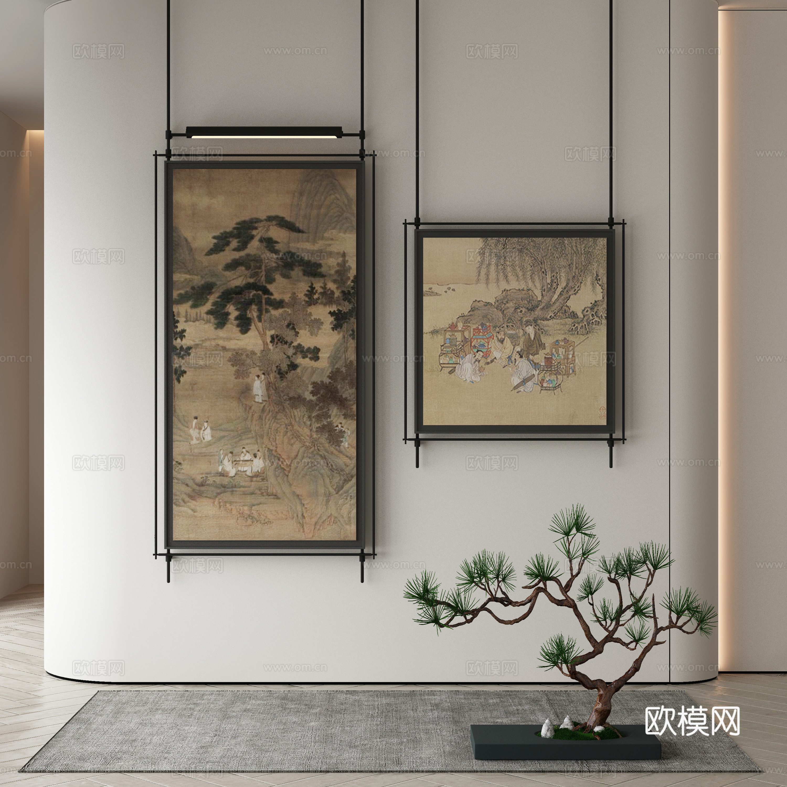 新中式侘寂挂画 油画3d模型