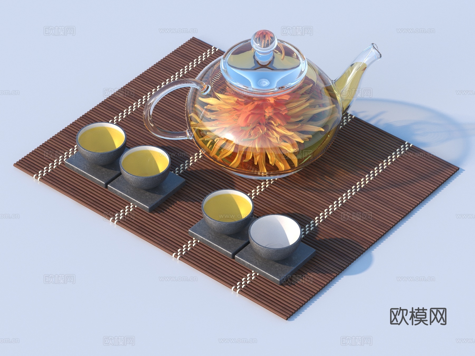 茶水 茶杯 茶壶 茶具3d模型