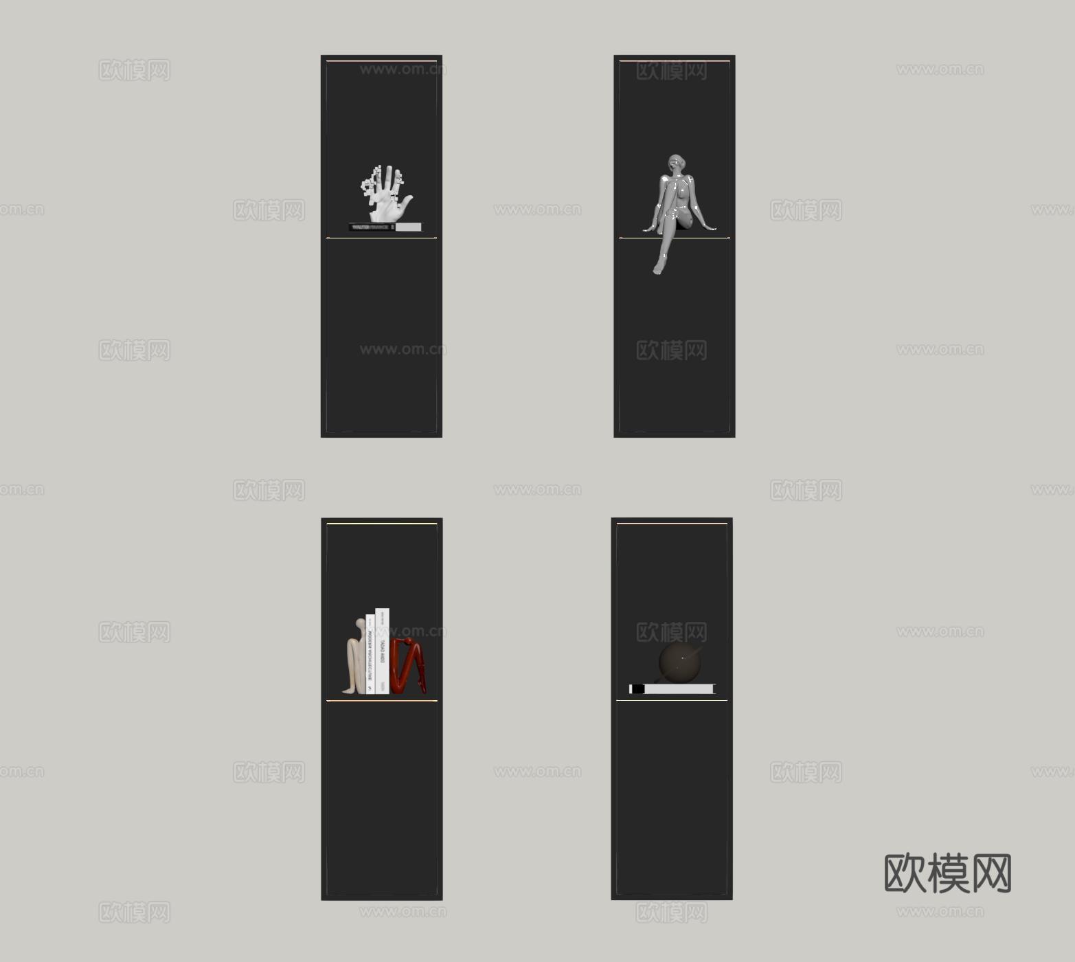 现代书籍雕塑装饰品摆件su模型