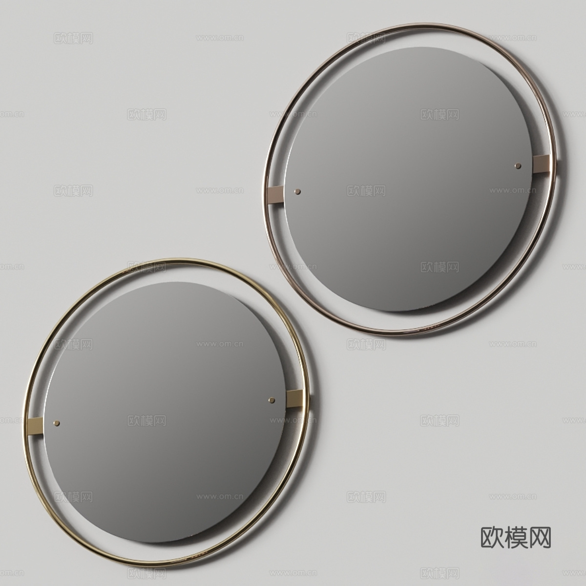 新中式墙饰装饰圆镜3d模型