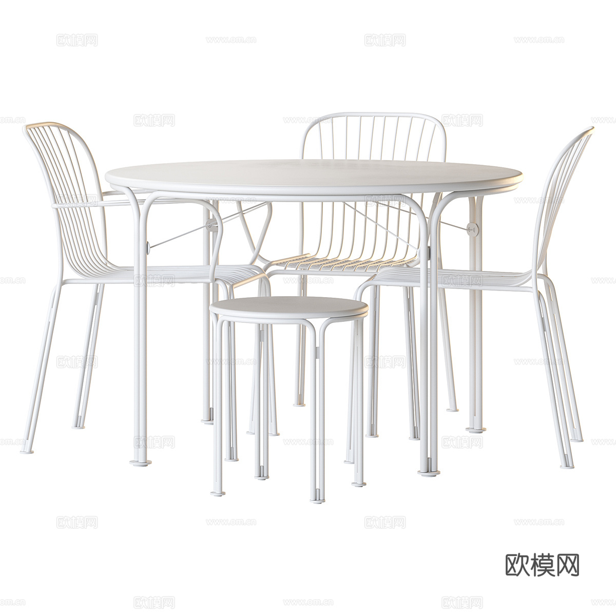现代意式极简休闲桌椅 餐桌椅3d模型