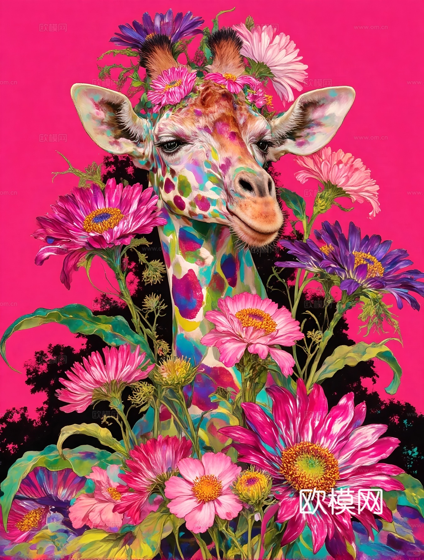 长颈鹿时尚艺术画芯