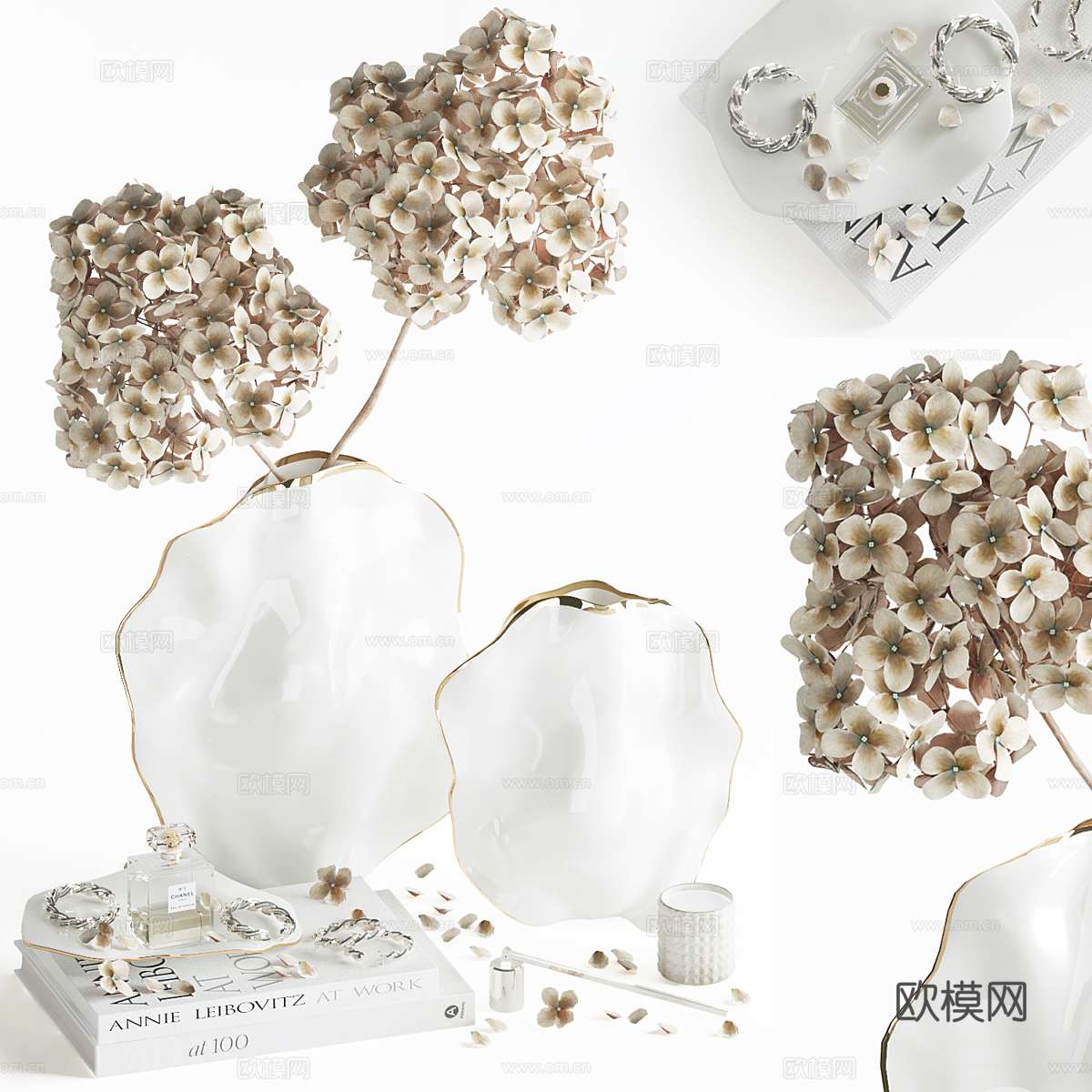 新中式轻奢花瓶花艺3d模型
