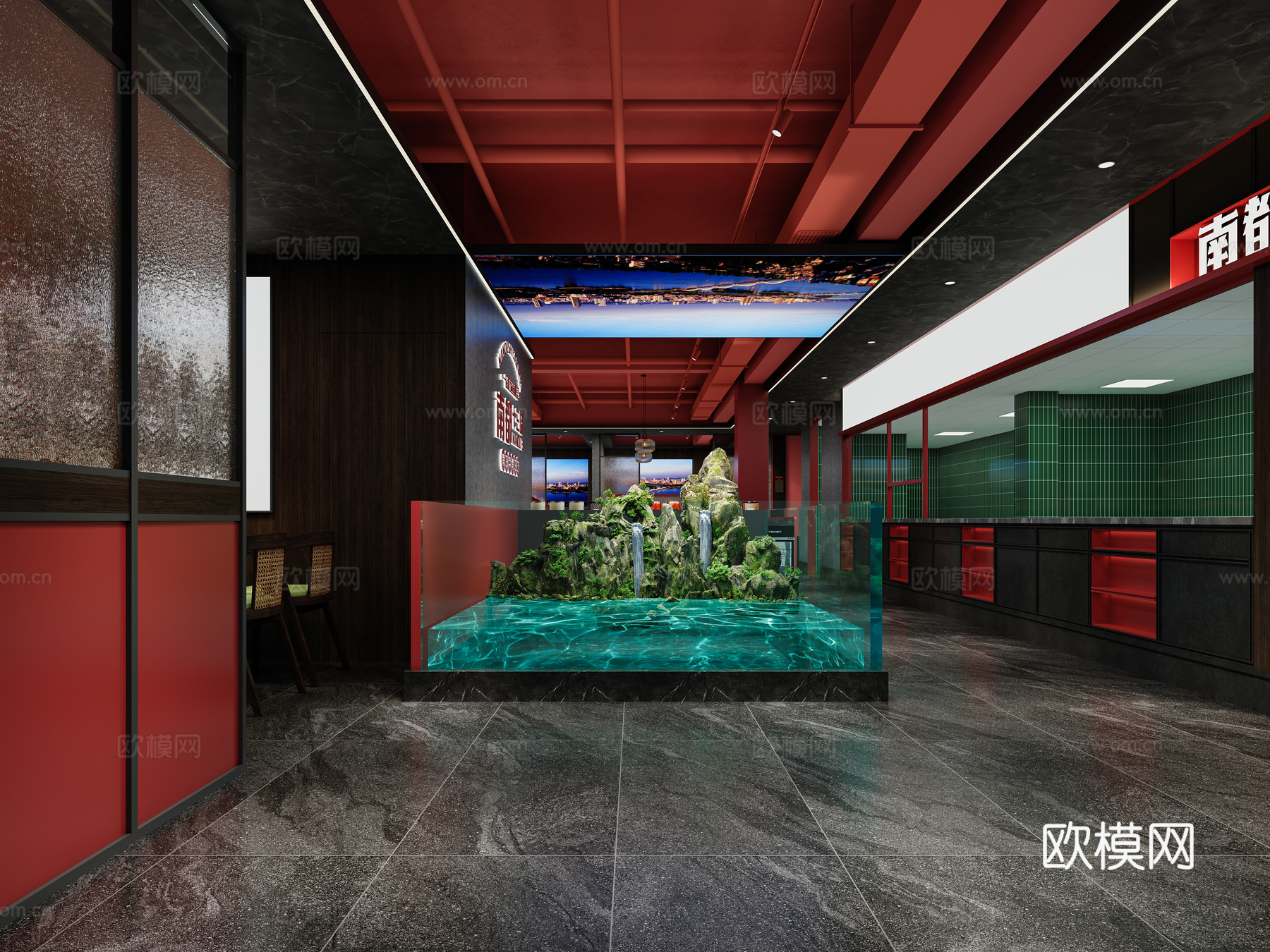 新中式现代中餐厅3d模型