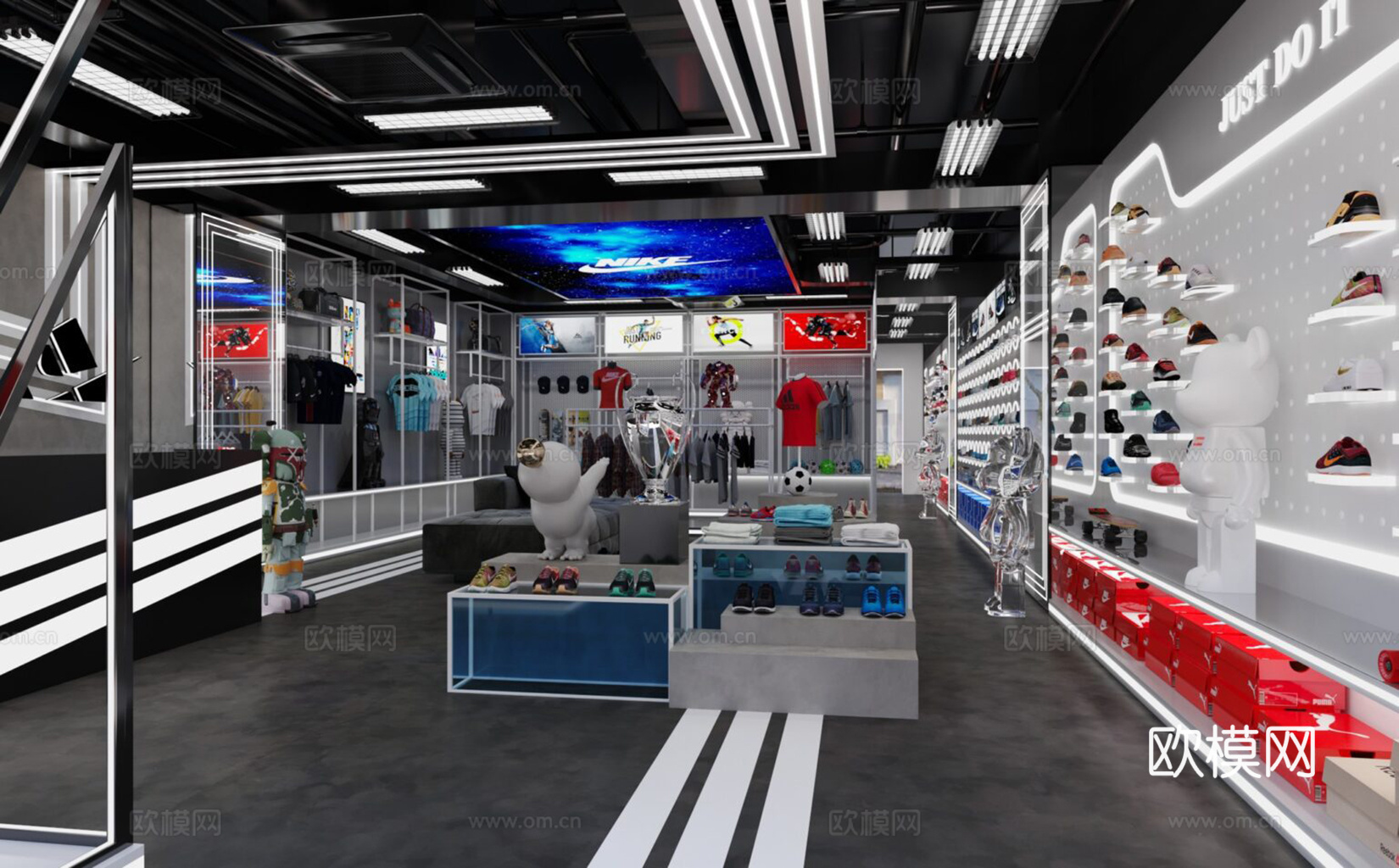 现代简约运动鞋店 服装店3d模型
