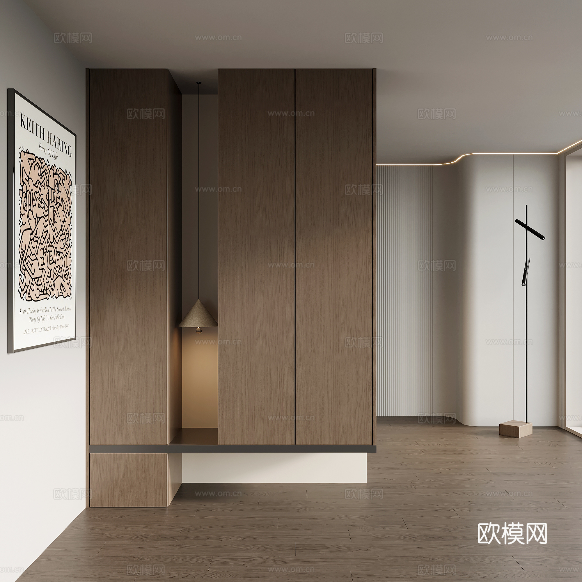 意式极简玄关柜 入户鞋柜 玄关背景3d模型