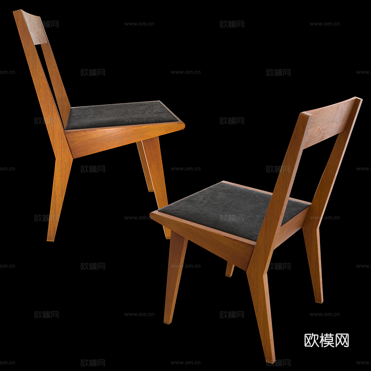 新中式原木单椅3d模型