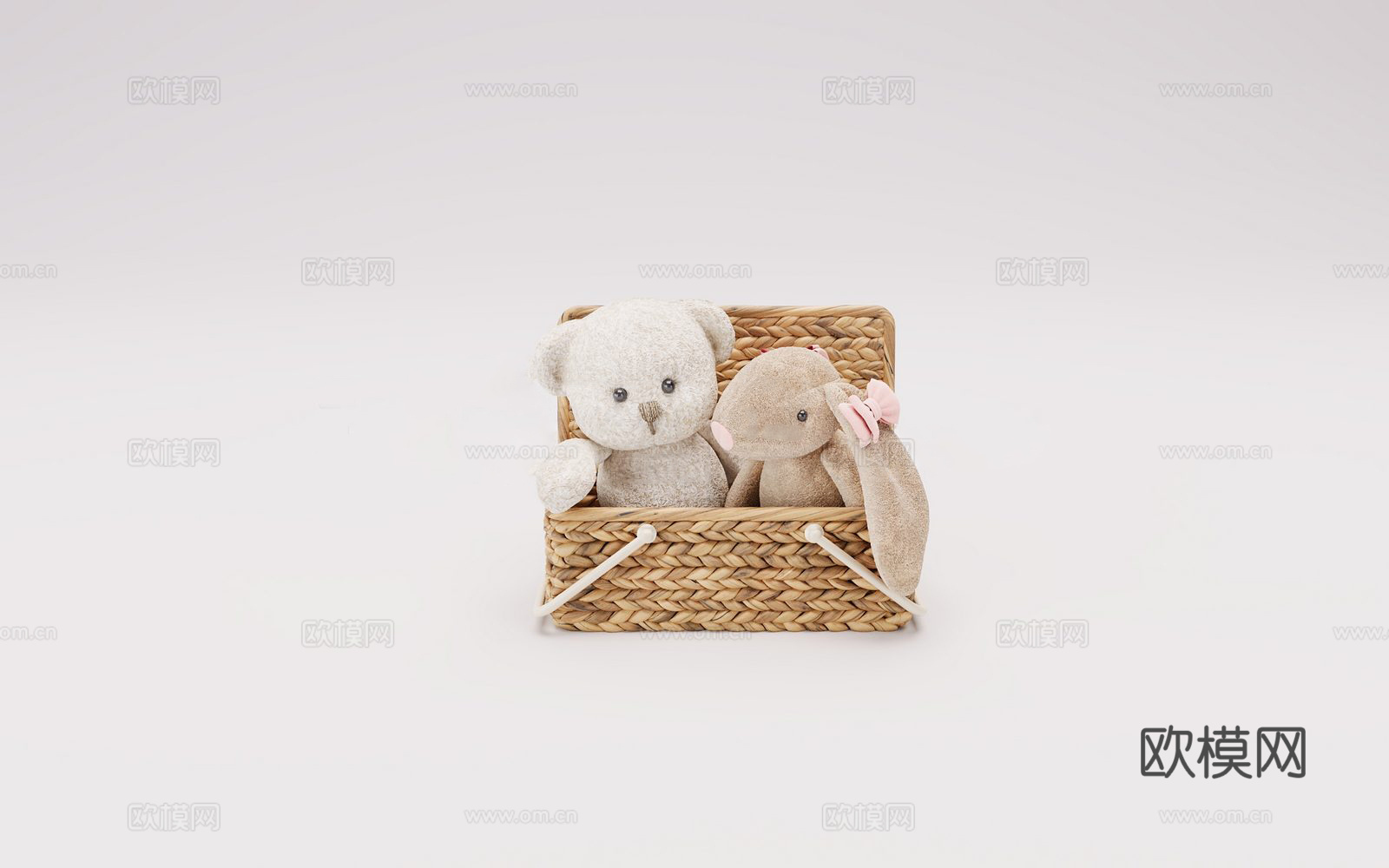 现代简约儿童房摆件 玩偶 兔子 小熊 布娃娃 毛绒玩具3d模型
