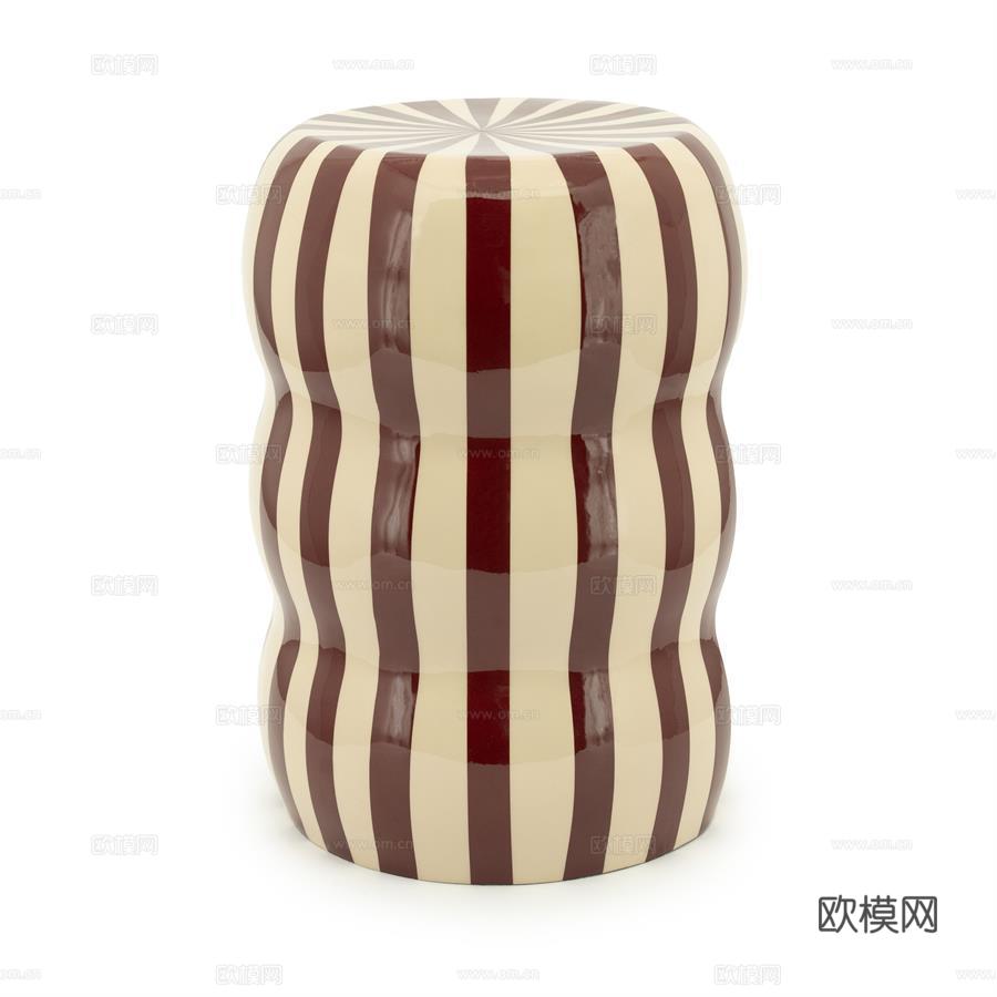 北欧中古陶瓷边几 艺术边几 客厅边几摆件su模型