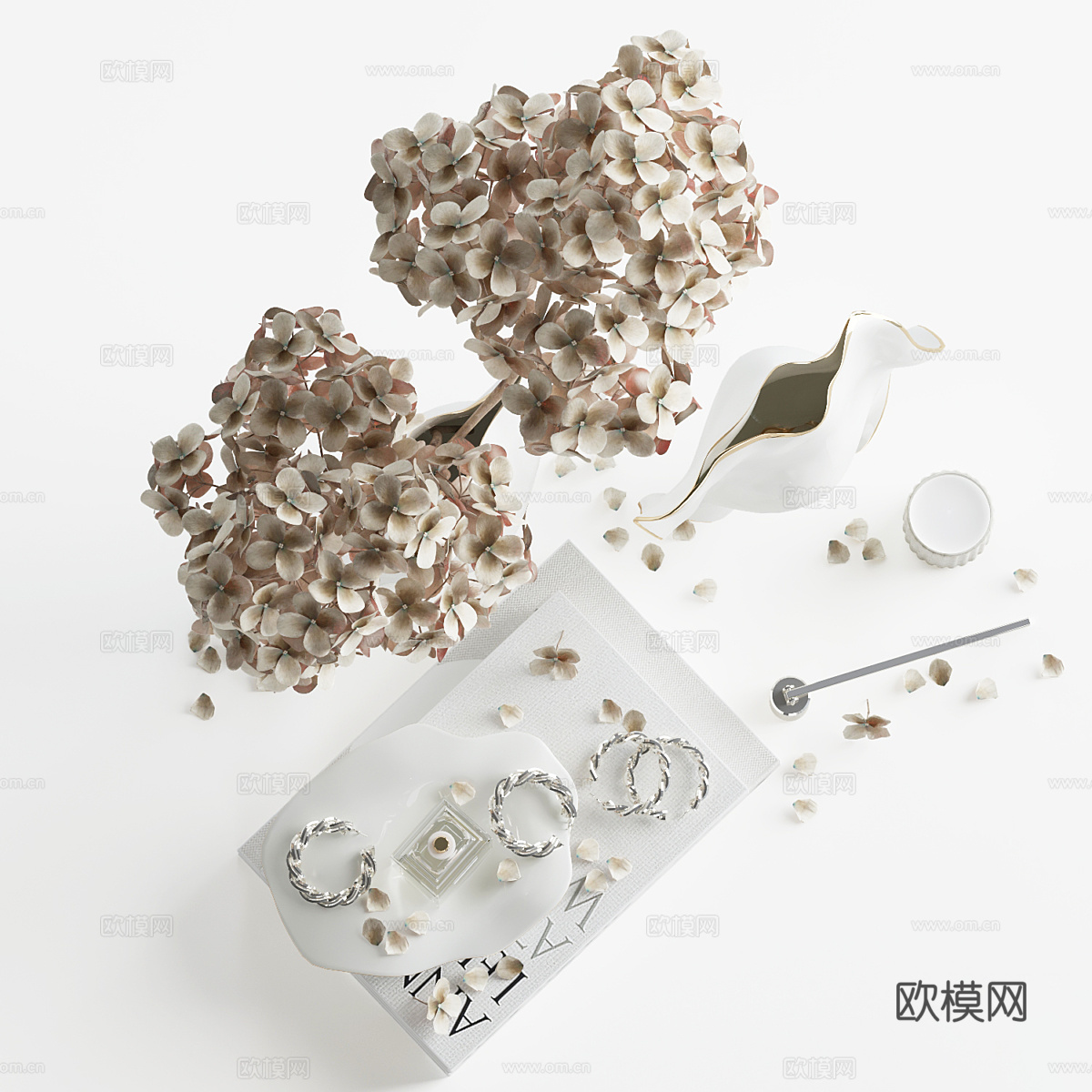 新中式轻奢花瓶花艺3d模型
