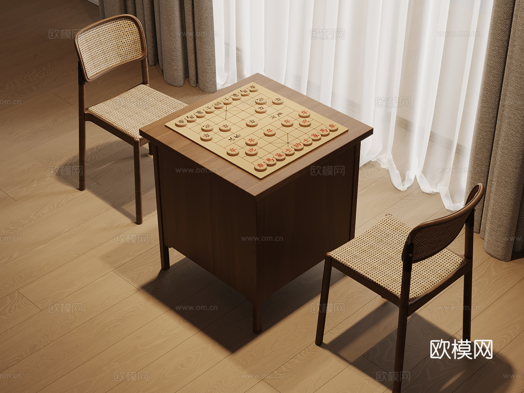 娱乐器材 现代象棋桌3d模型