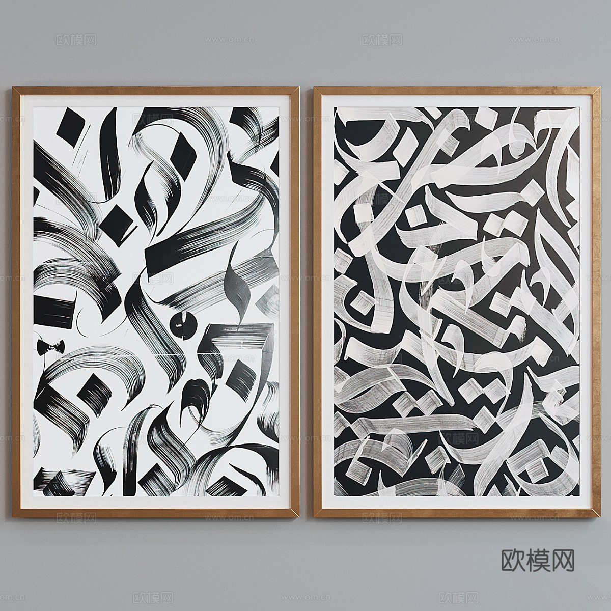 新中式装饰挂画3d模型
