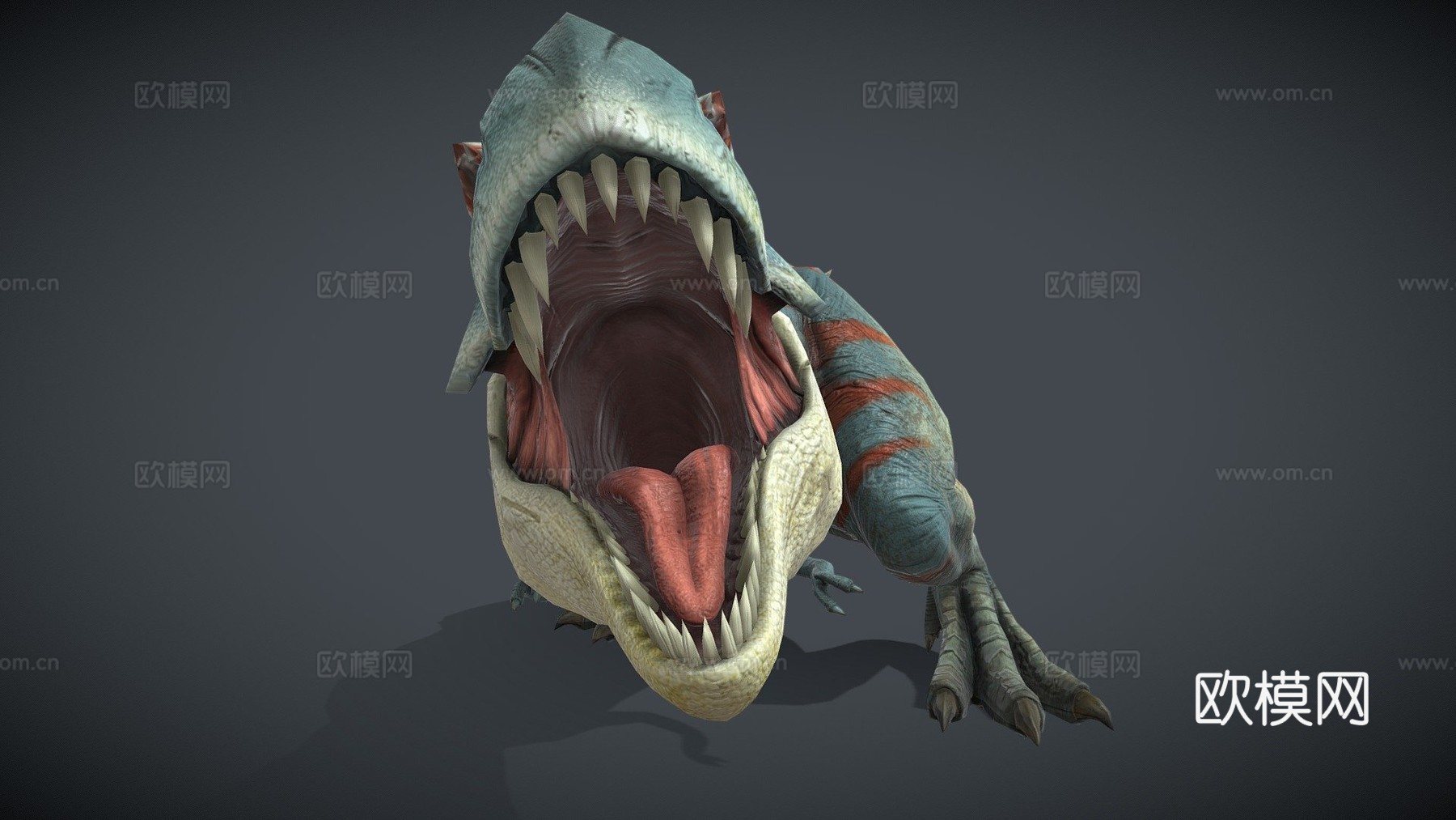 动画霸王龙撕咬攻击循环3d模型