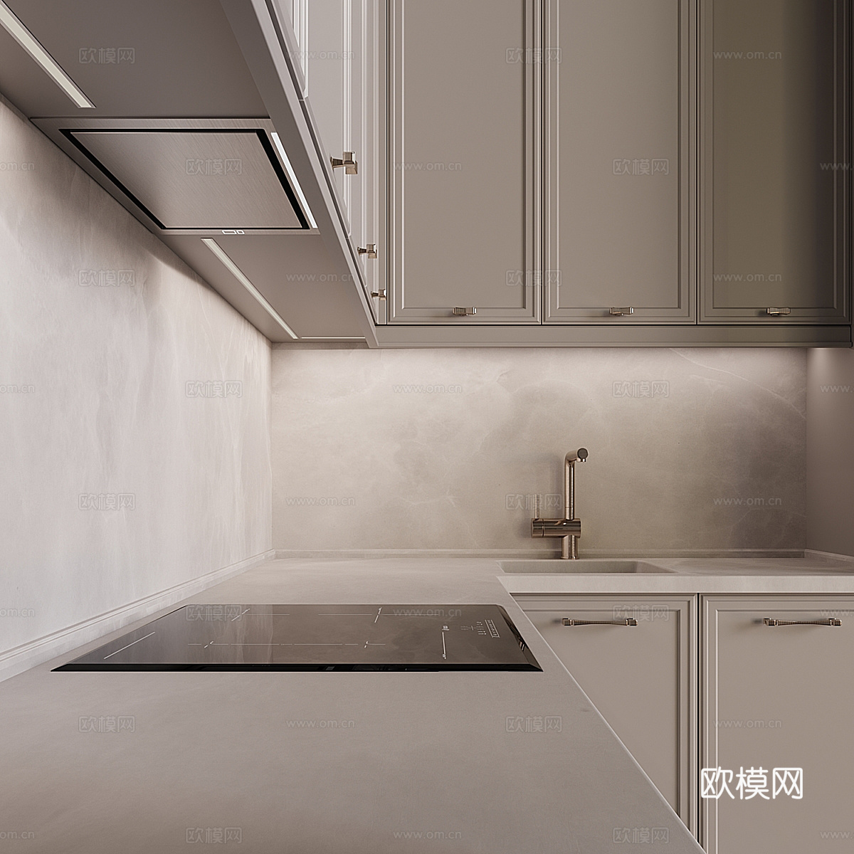现代意式轻奢橱柜3d模型