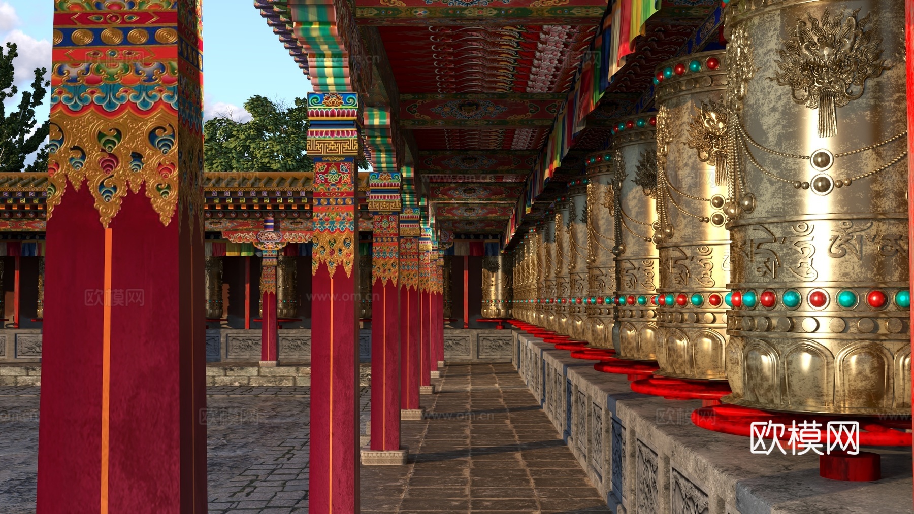 藏式转经轮3d模型